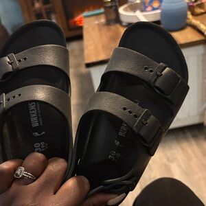 Birkenstock Black Two-Strap Slide Sandals